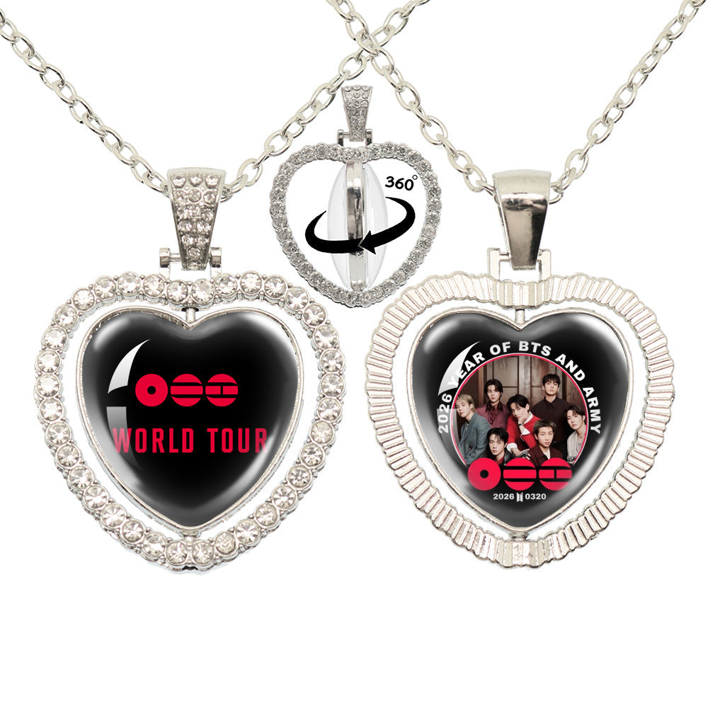 Bangtan Boys ARIRANG Time Gemstone Heart Rhinestone Necklace
