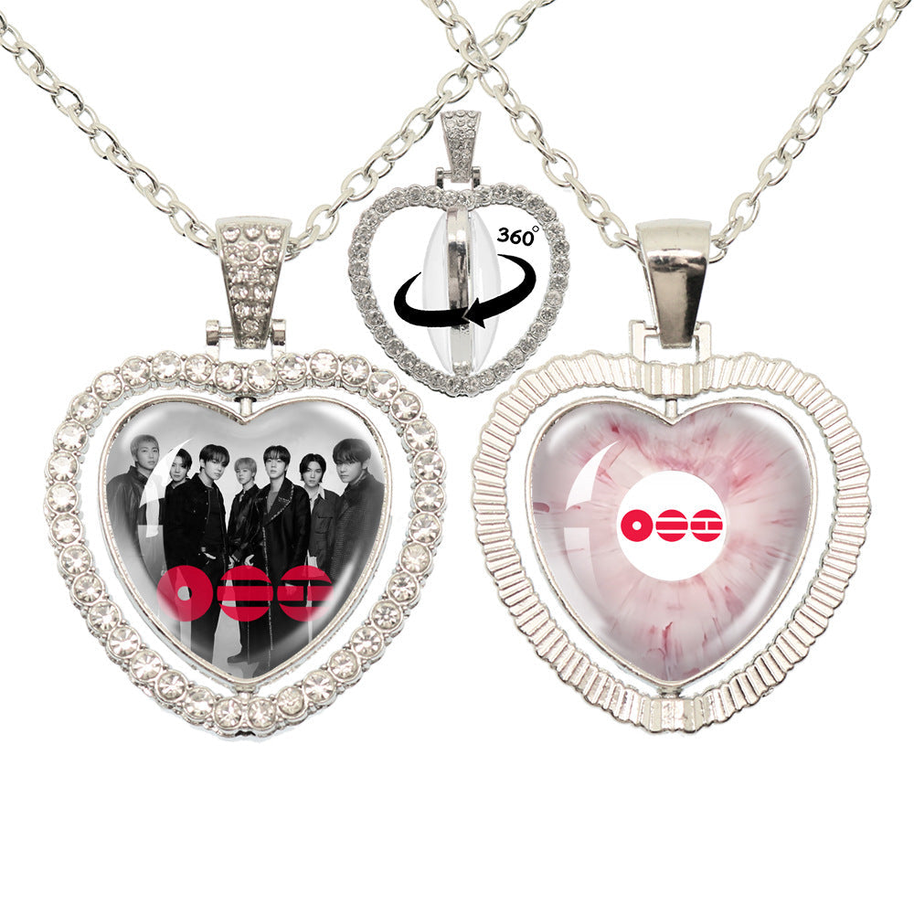 Bangtan Boys Heart Pendant Group Photo Necklace Accessories