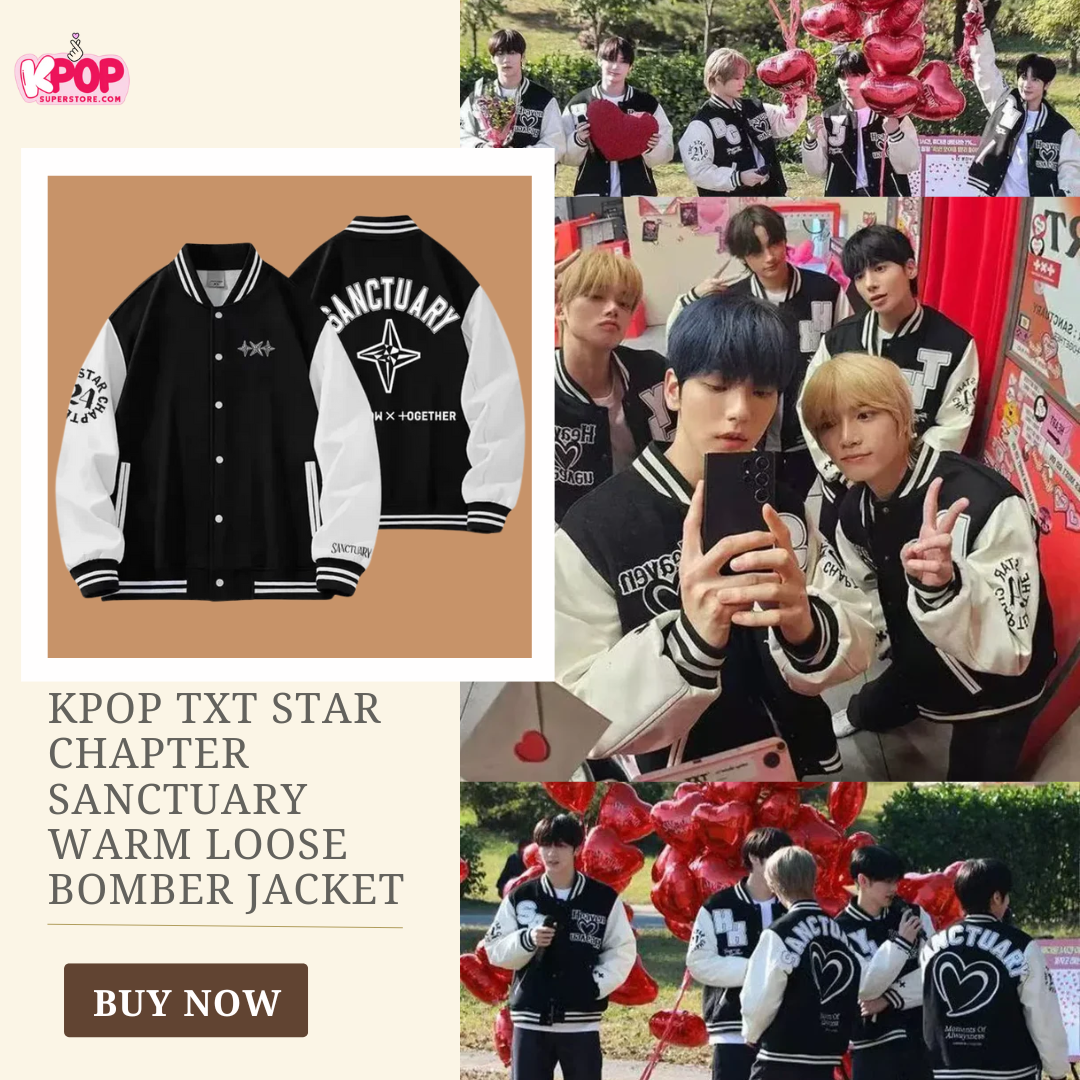 Kpop TXT Star Chapter Sanctuary Warm Loose Bomber Jacket