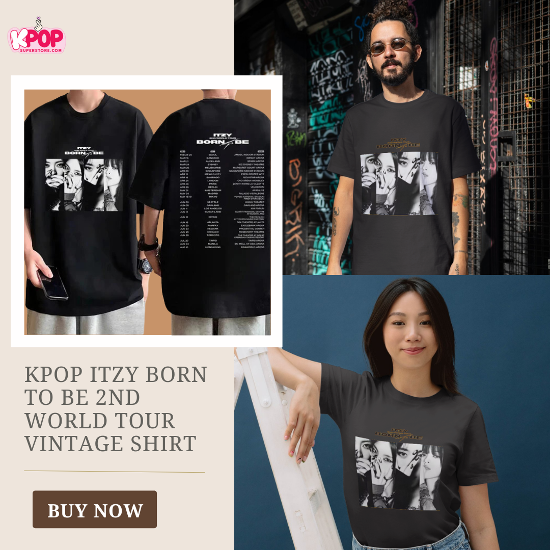KPOP ITZY Born to Be 2nd World Tour Vintage Shirt