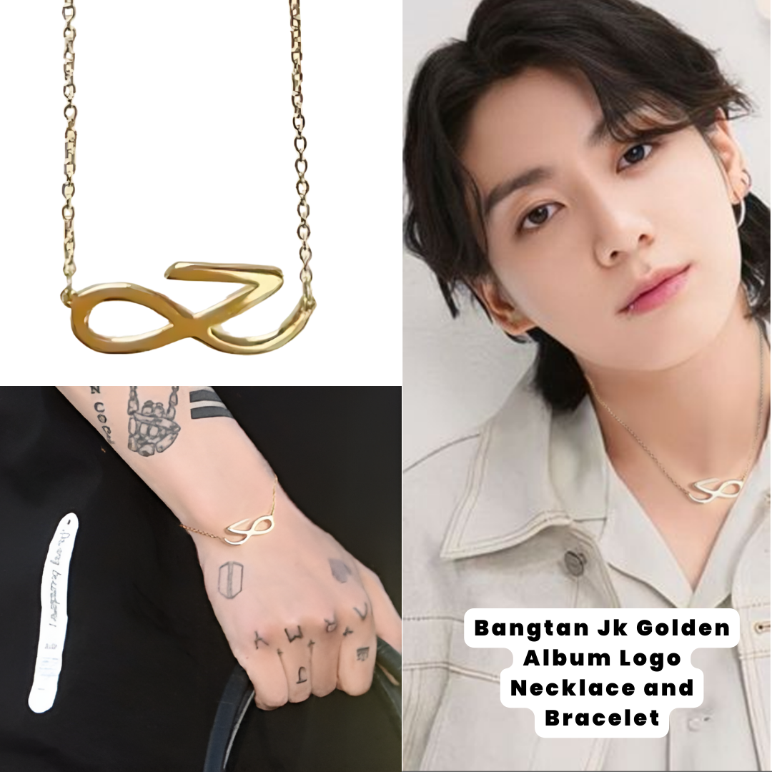 Bangtan Jk Golden Album Logo Necklace and Bracelet