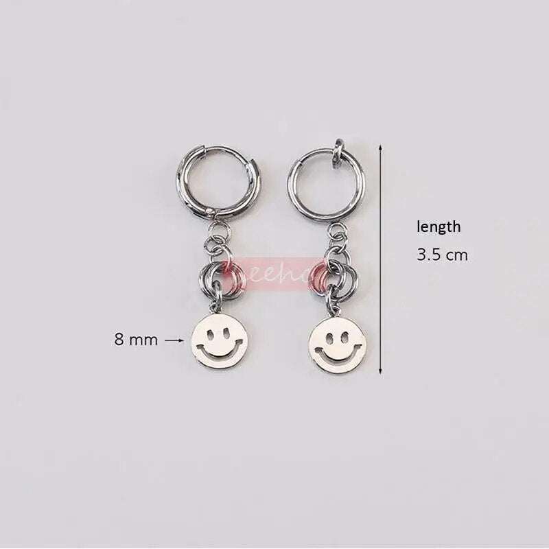 KPOP Stray Kids Hyunjin Drop Hoop Smiley Earrings