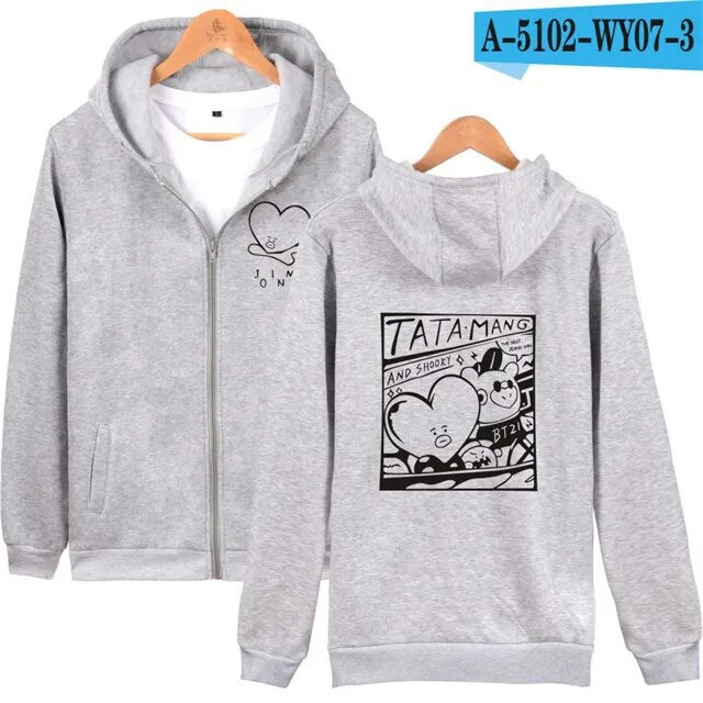 Taehyung Bangtan21 TATA Zipper Hoodie and Shirt