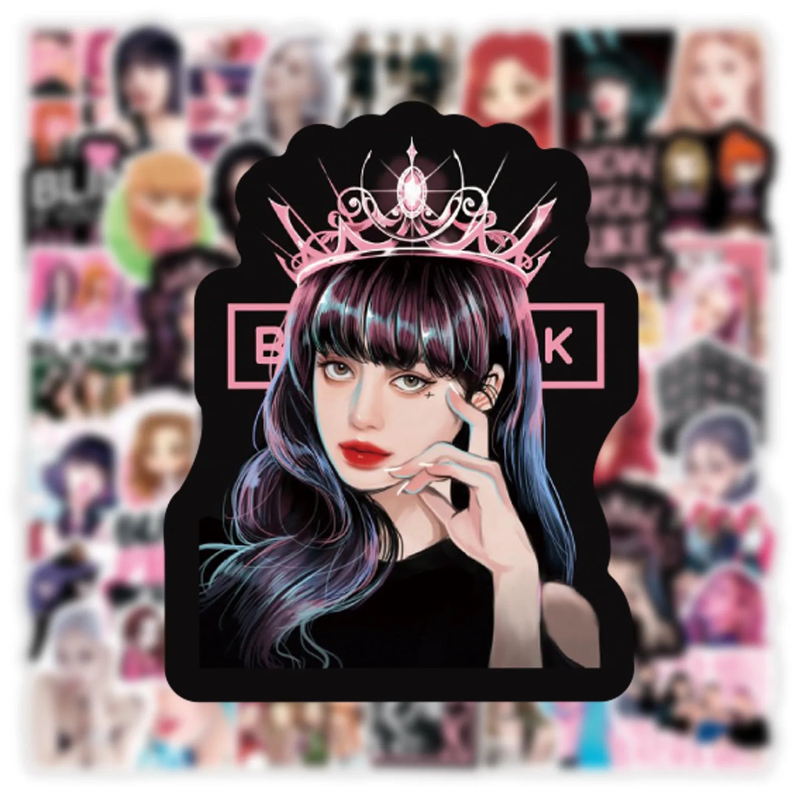 Black Pink Cartoon Stickers