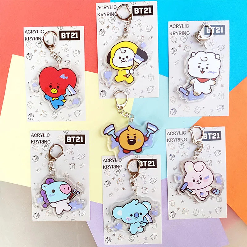 Bangtan21 Cartoon Acrylic Keychain for bags