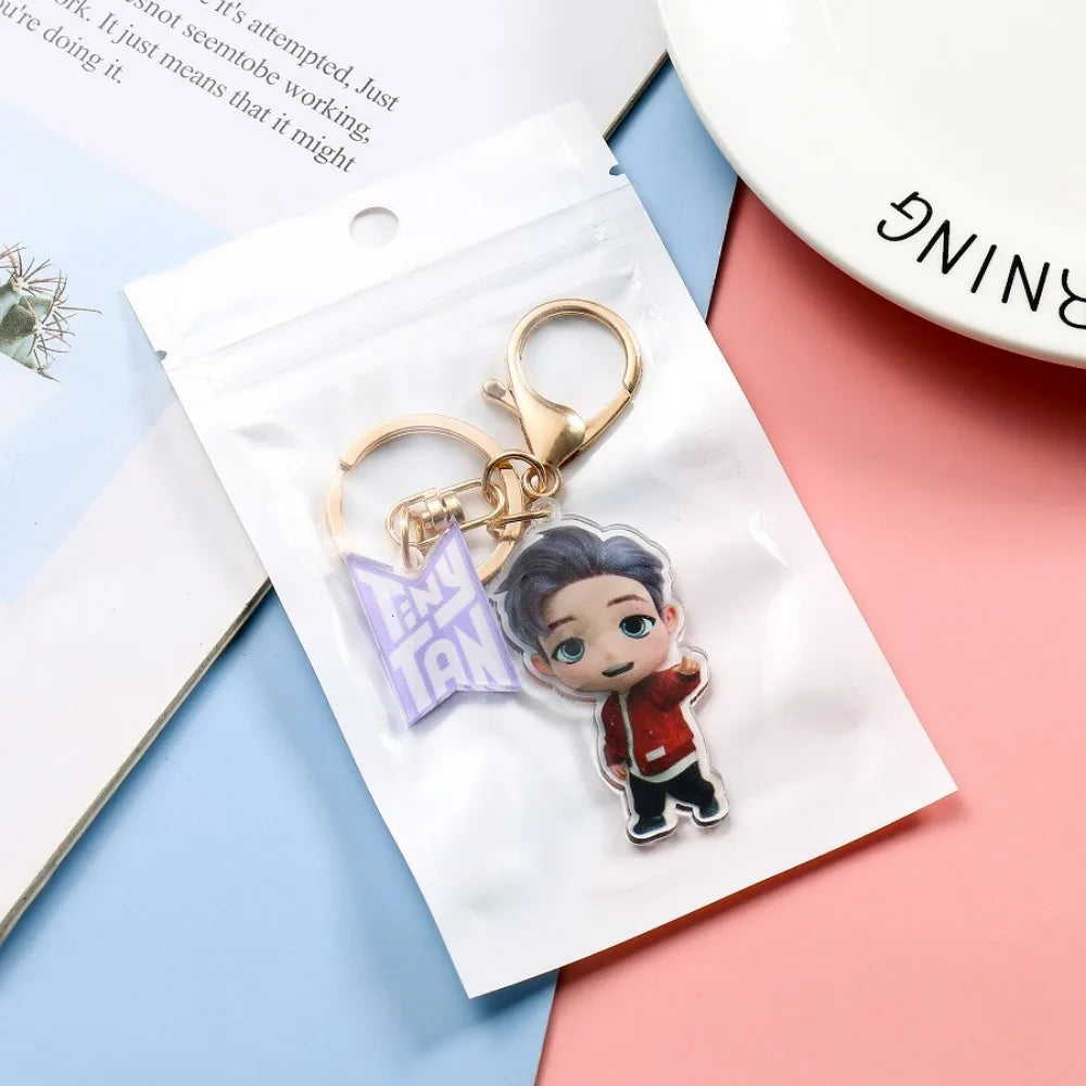 KPOP Cute Cartoon Bangtan Boy Acrylic Bag Key Ring