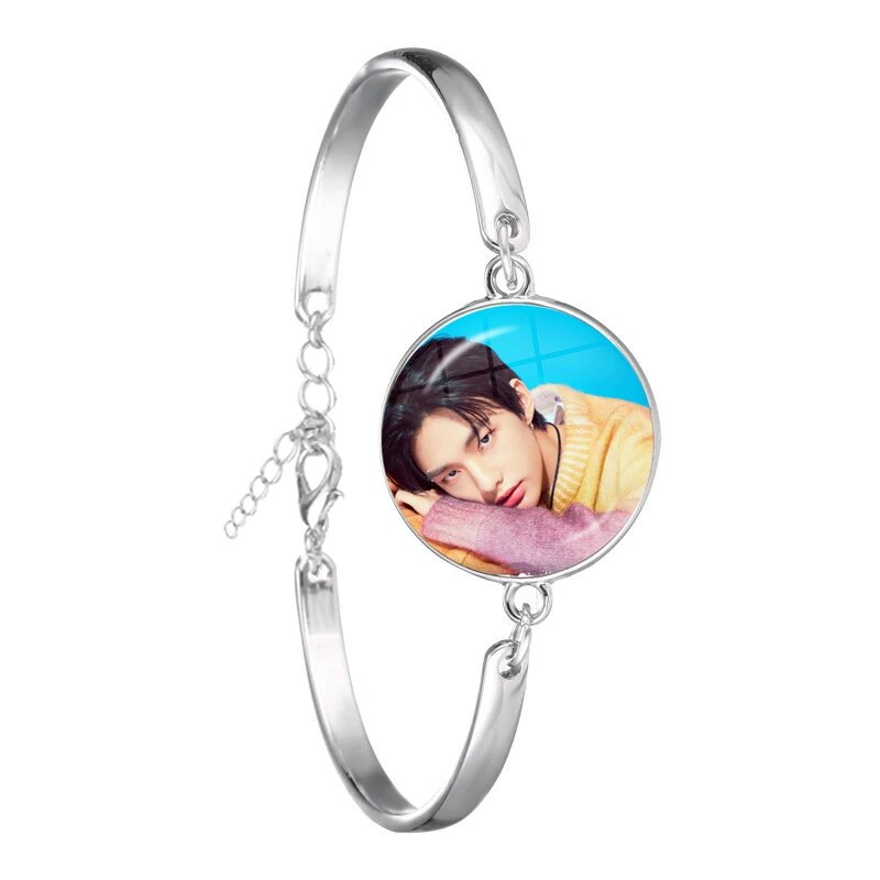 KPOP Stray Kids Member 18mm Glass Silver Bracelet