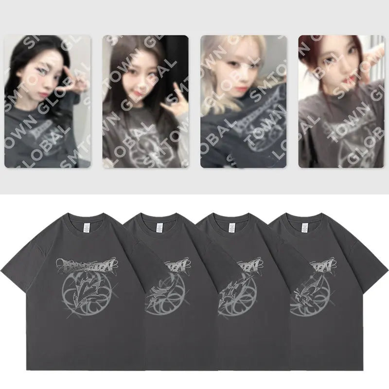 aespa Armageddon popup Tシャツ特典 ４枚コンプセット KPOP AESPA Armageddon Dark Grey Shirt