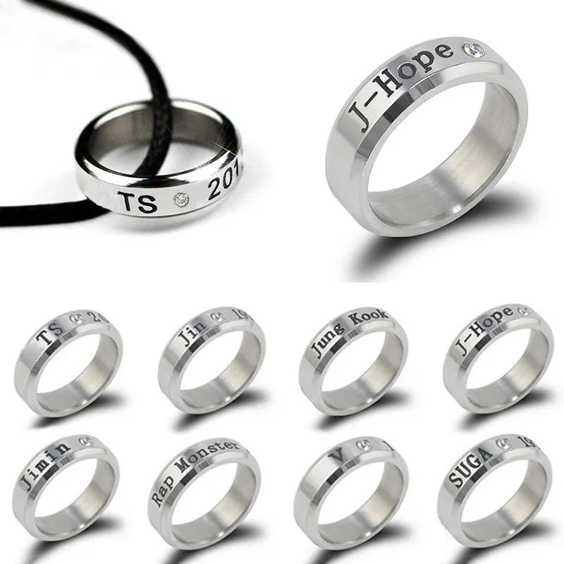 Bangtan Boys Members Name Stainless Steel Rings
