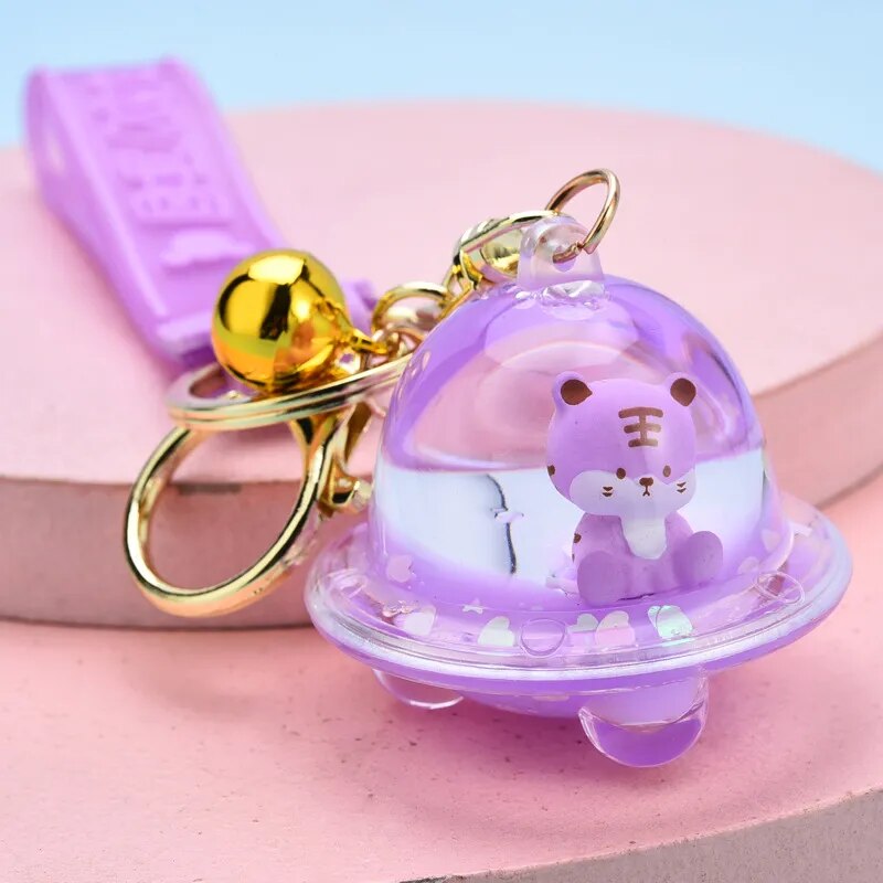 Acrylic Into Oil Tiger Spaceship Keychains