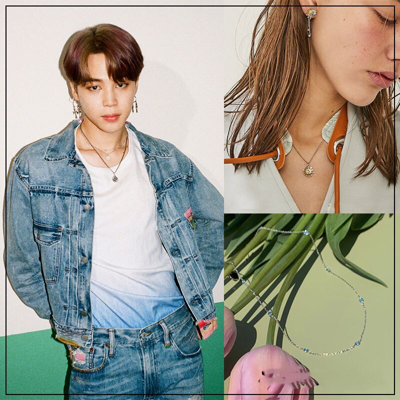 Kpop JIMIN Sea Blue Zircon Necklace