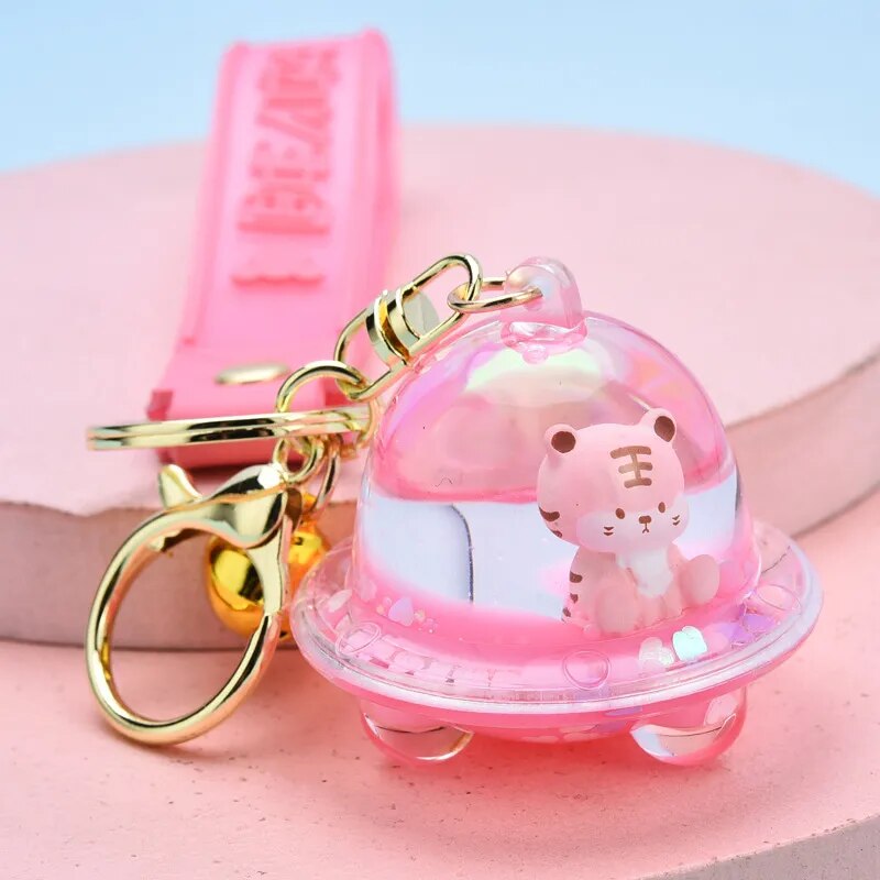 Acrylic Into Oil Tiger Spaceship Keychains