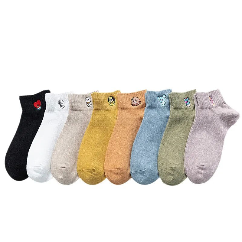 Bangtan21 Cute Cartoon Cotton Low Waist Socks