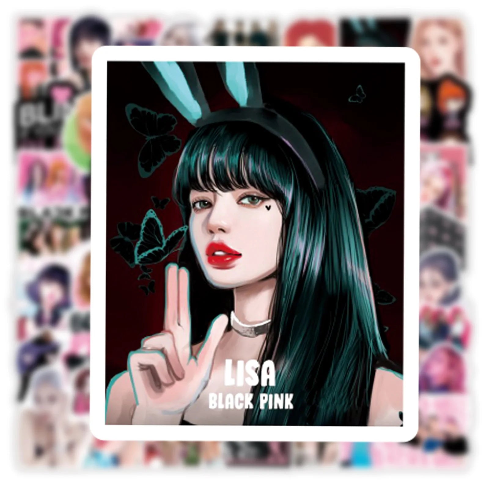 Black Pink Cartoon Stickers