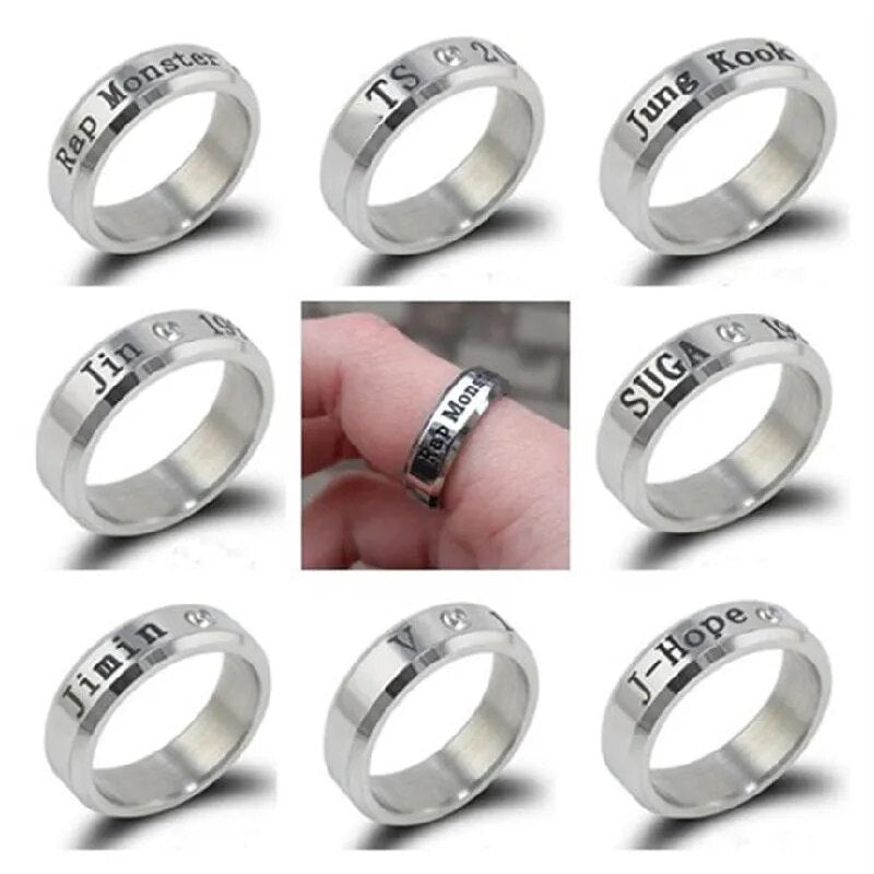 Bangtan Boys Members Name Stainless Steel Rings