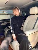 Korean Long sleeves Women Black Tracksuit