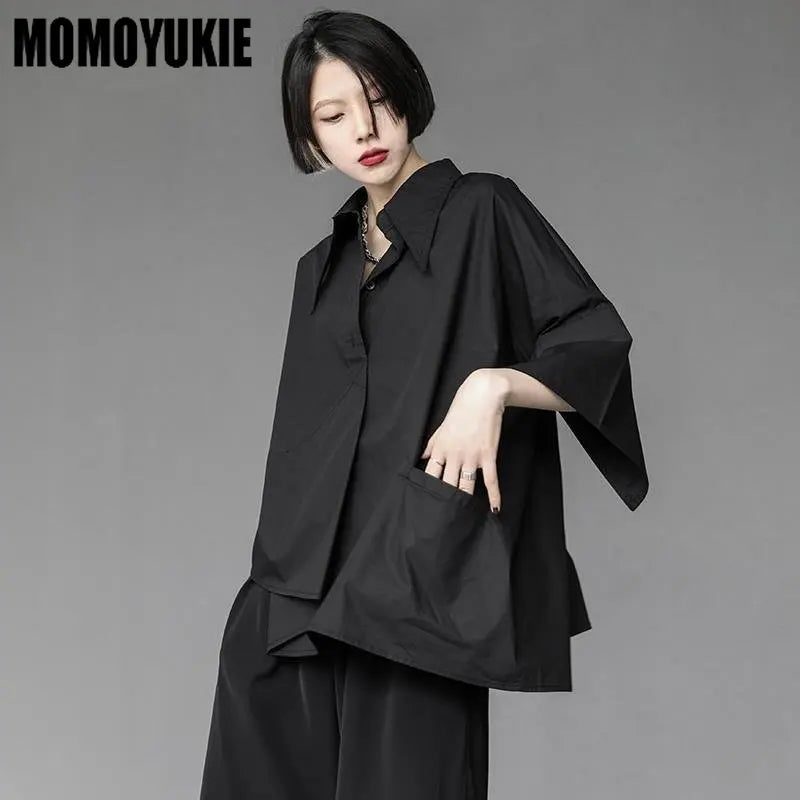 Korean Loose Oversize Button up Polo shirt for Women