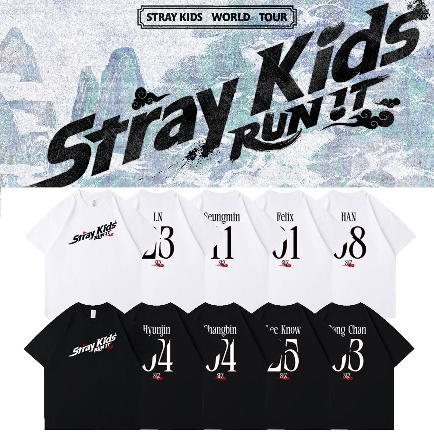 Straykids Run It Name White Shirt Merch