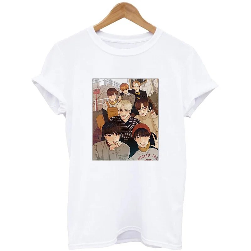 Bangtan Boys Members Cartoons Anime Design Shirt