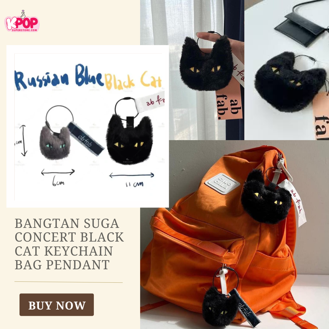 Bangtan Suga Concert Black Cat Keychain Bag Pendant