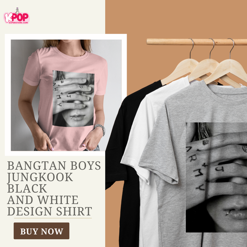 Bangtan Boys Jungkook Black and White Design Shirt