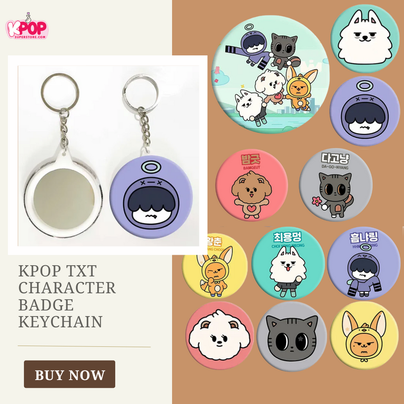 KPOP TXT Character Badge Keychain