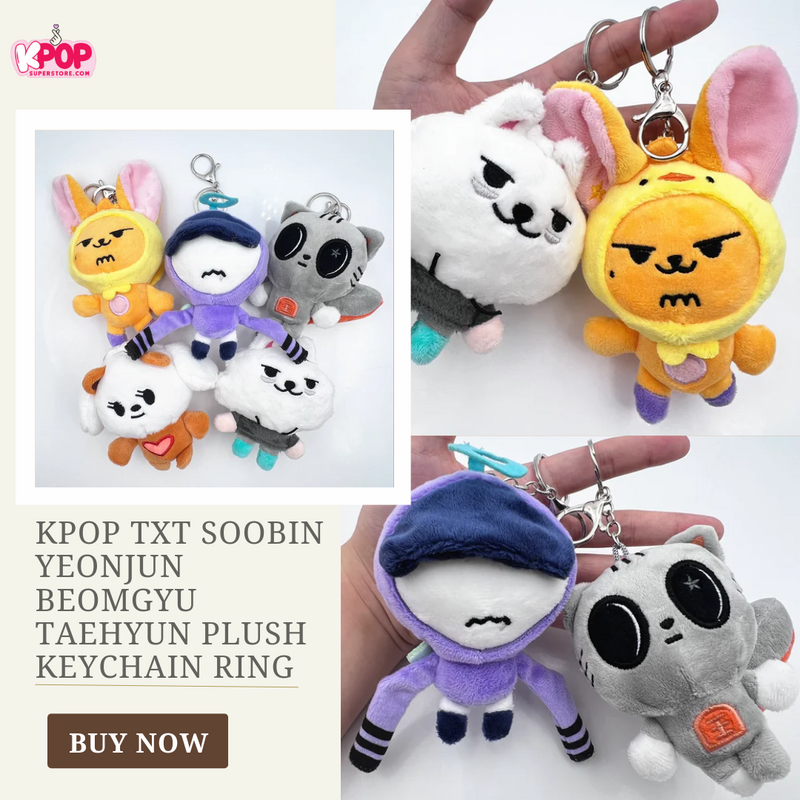 KPOP TXT SOOBIN YEONJUN BEOMGYU TAEHYUN Plush  Keychain  Ring