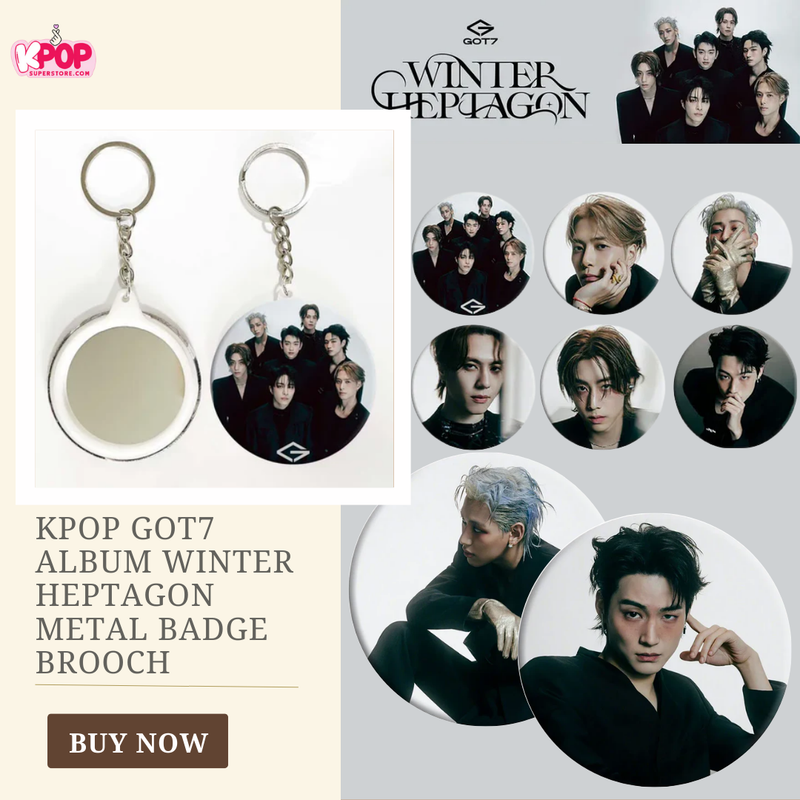 KPOP GOT7 Album WINTER HEPTAGON Metal Badge Brooch