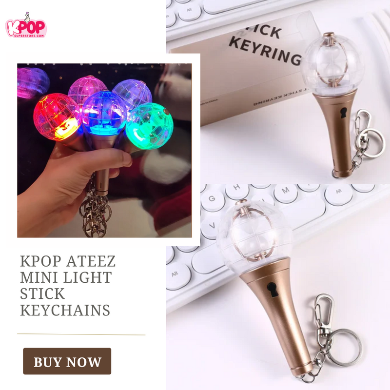 KPOP ATEEZ Mini Light Stick Keychains