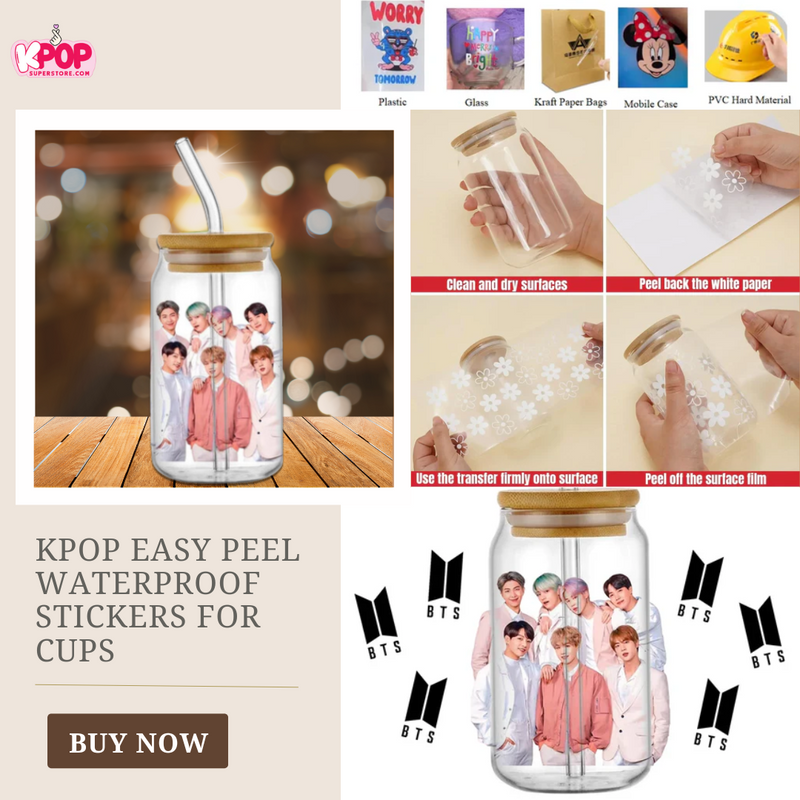 KPOP Easy Peel Waterproof Stickers for Cups