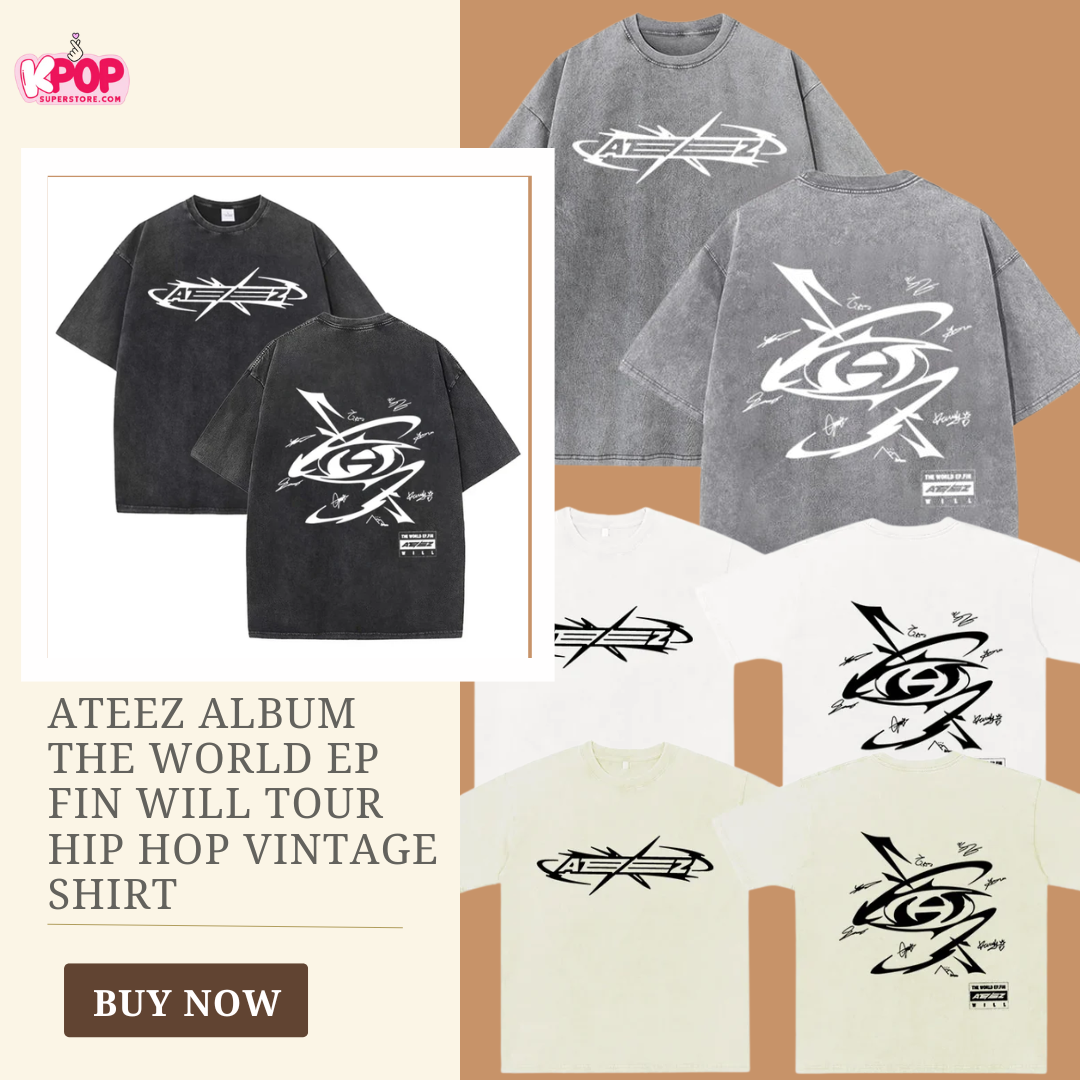 Ateez Album The World Ep Fin Will Tour Hip Hop Vintage Shirt