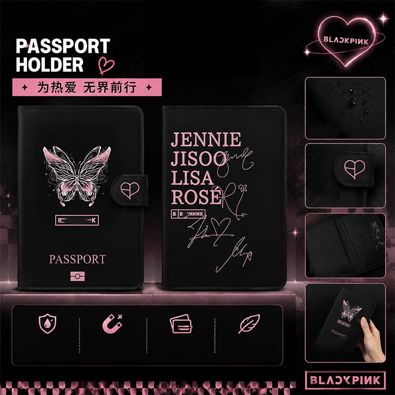 Black Pink Passport Holder Accessories