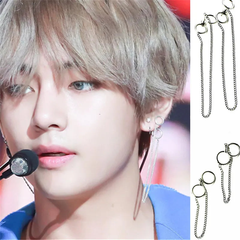 Bangtan Boys V Taehyung Titanium Stainless Steel Earrings