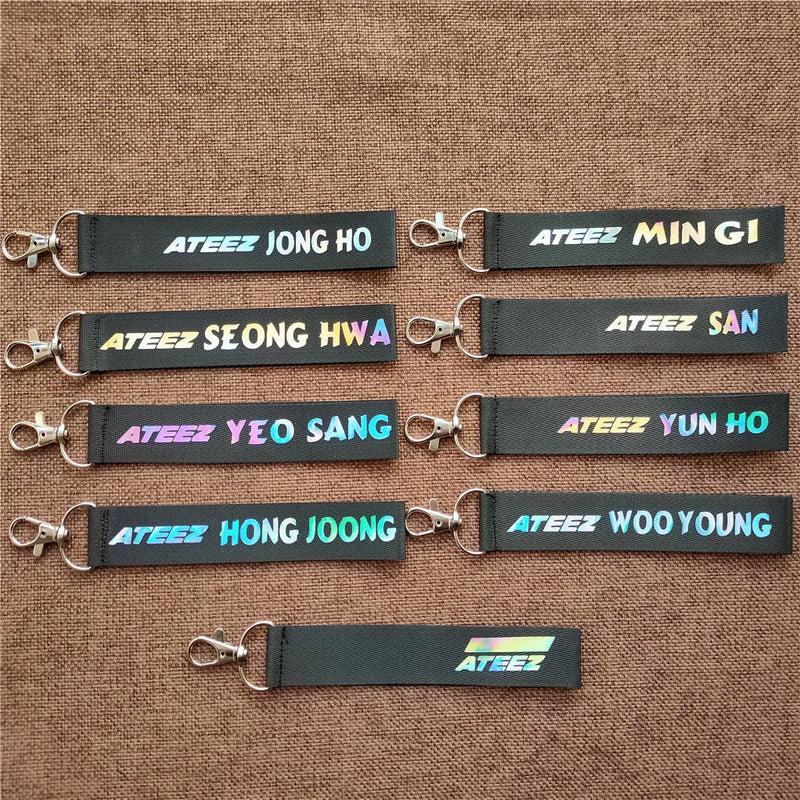 Kpop ATEEZ Member Names Lanyard Keychain