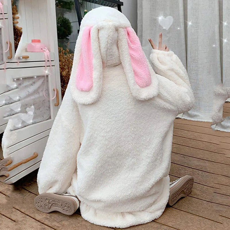 Oversized Cute Bunny Ears Hooded Sweatshirt