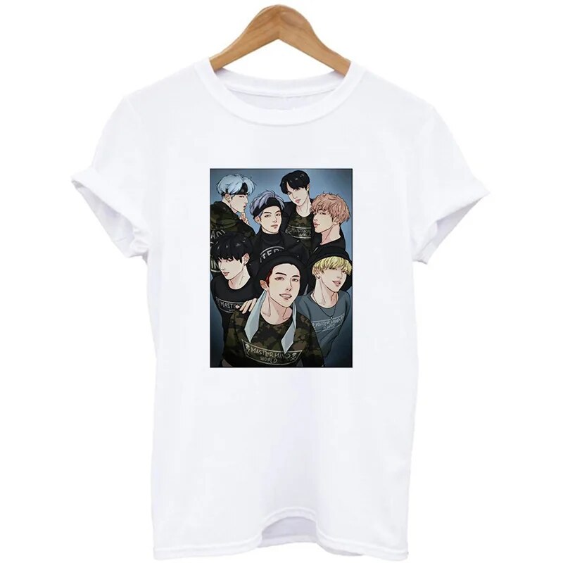 Bangtan Boys Members Cartoons Anime Design Shirt