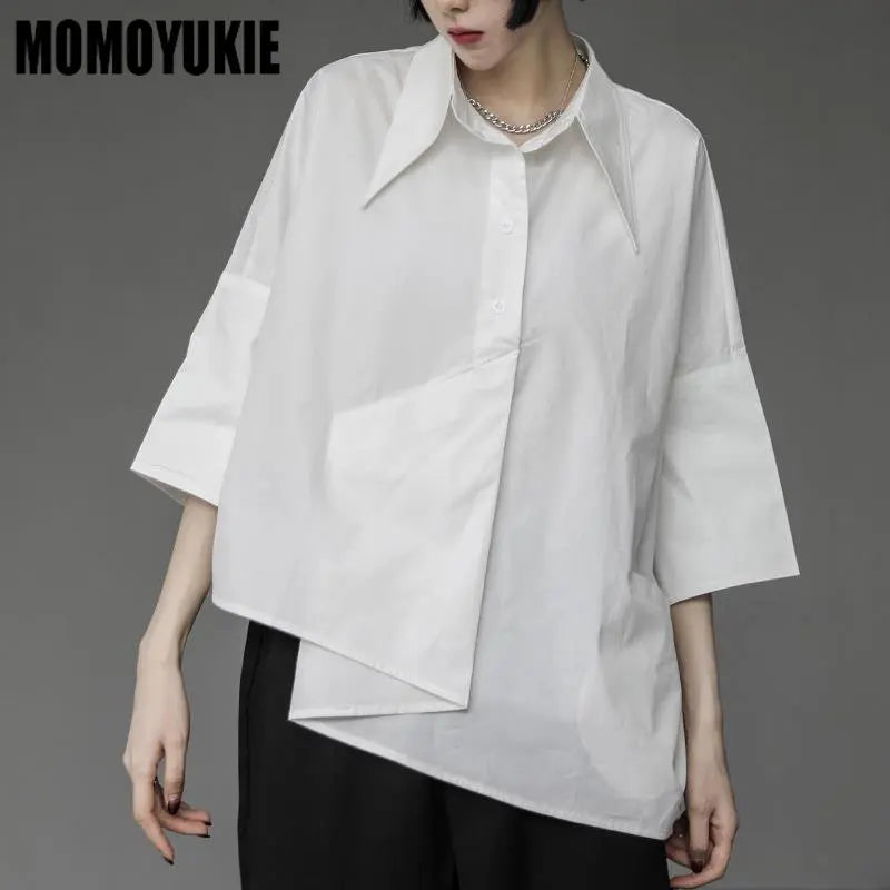 Korean Loose Oversize Button up Polo shirt for Women
