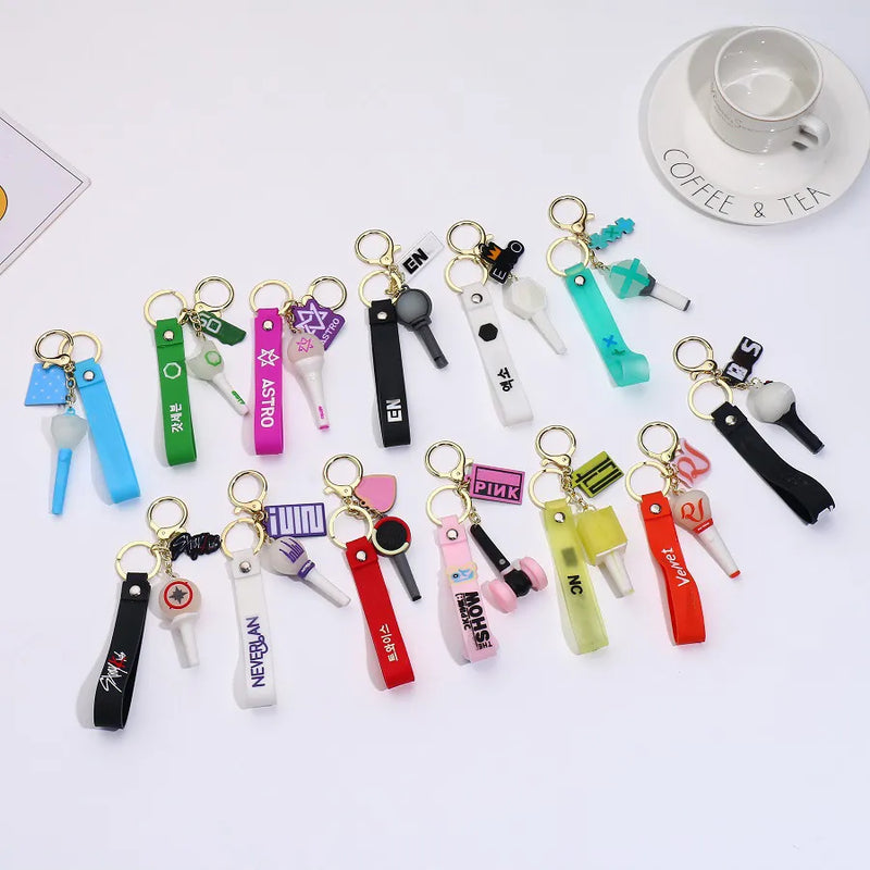 Different KPOP Groups Light Stick Design Lanyard Keychains
