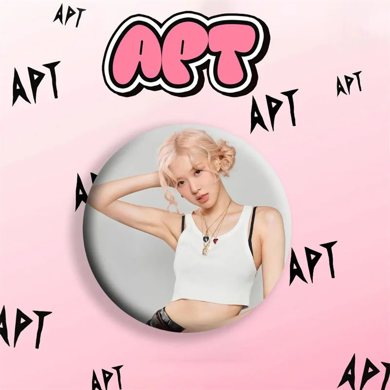 KPOP Rose APT Mirror Keychain Pin Badge