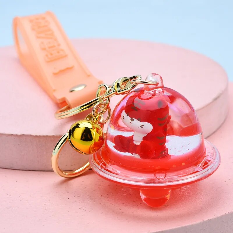 Acrylic Into Oil Tiger Spaceship Keychains