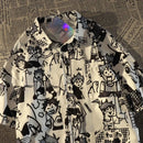 Vintage Comic Print Loose Polo Top