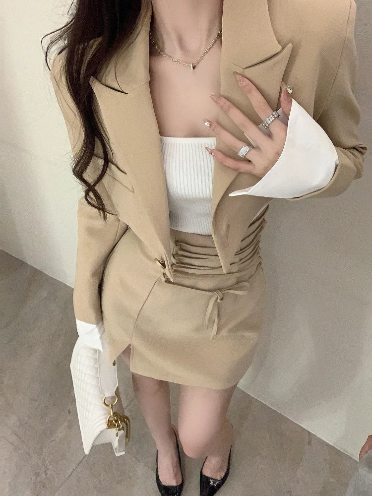 Korean Khaki Dress Set for Women