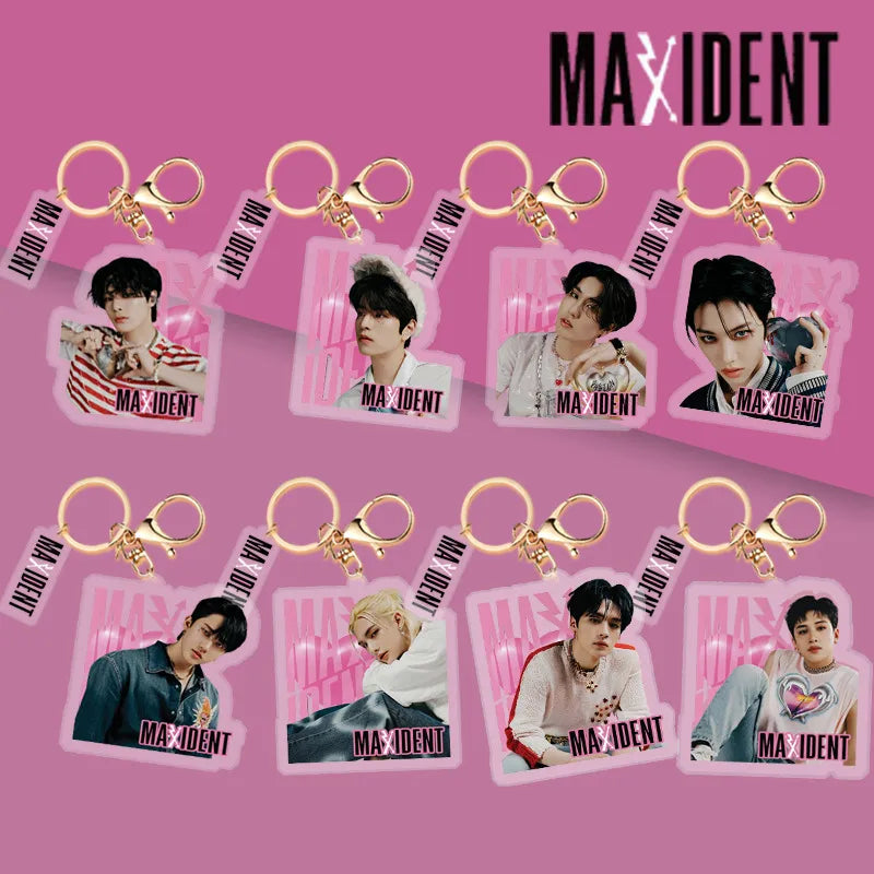 KPOP Stray Kids MAXIDENT Pink Acrylic Keychain