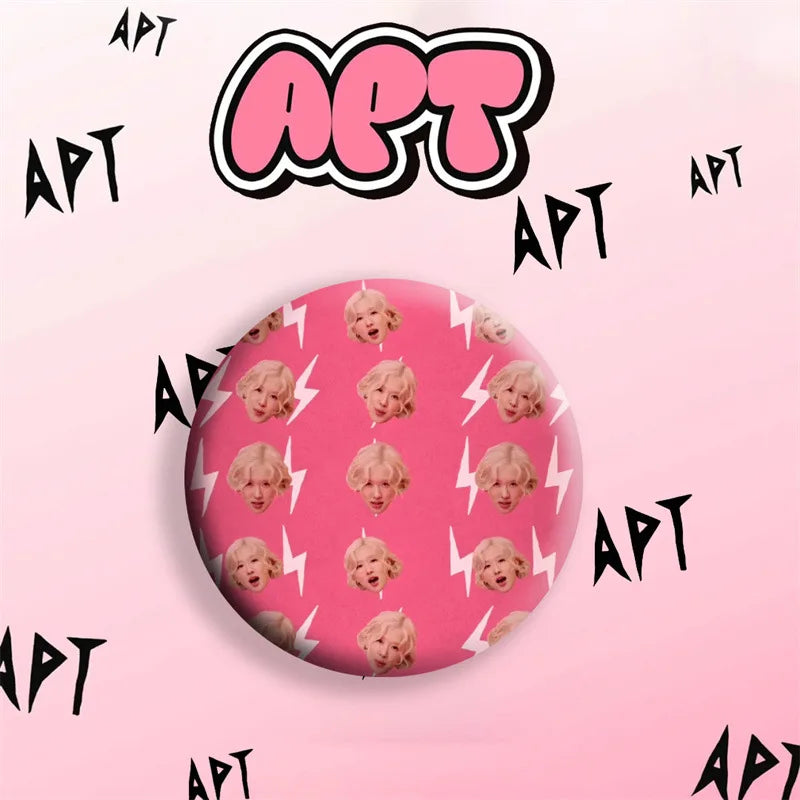 KPOP Rose APT Mirror Keychain Pin Badge