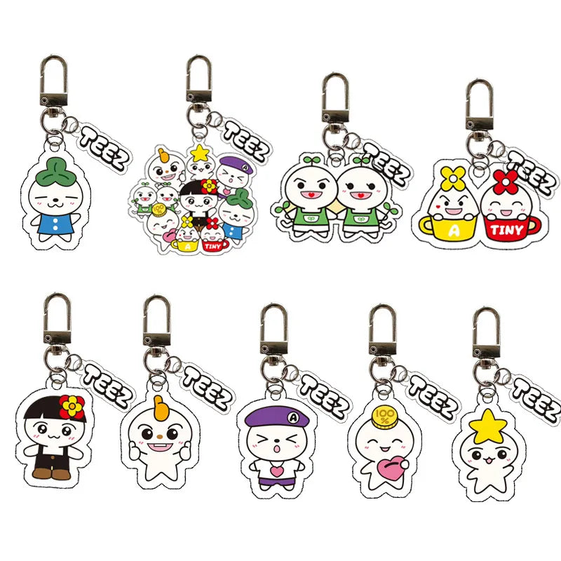 KPOP ATEEZ Cartoon Acrylic Keychain for Women Accessories