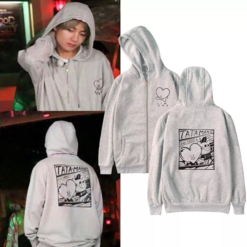 Taehyung Bangtan21 TATA Zipper Hoodie and Shirt