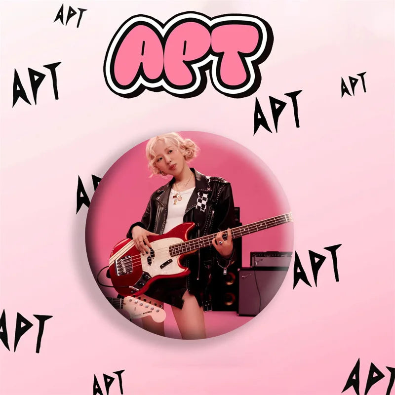 KPOP Rose APT Mirror Keychain Pin Badge