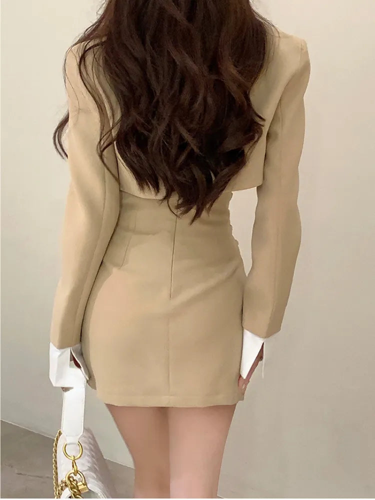 Korean Khaki Dress Set for Women