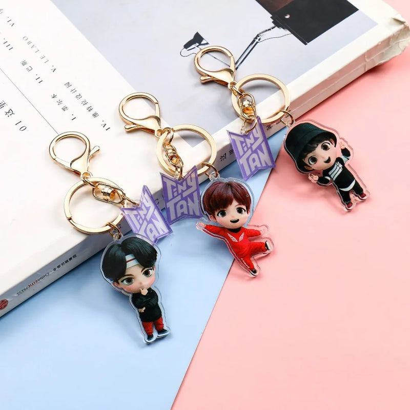 KPOP Cute Cartoon Bangtan Boy Acrylic Bag Key Ring