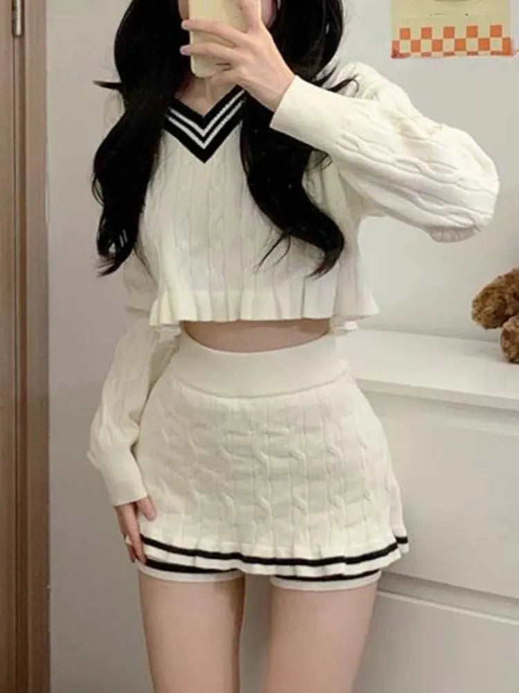 Korean Knitted Bodycon Coordinates for Women